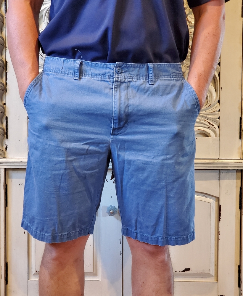 Blue flat front shorts